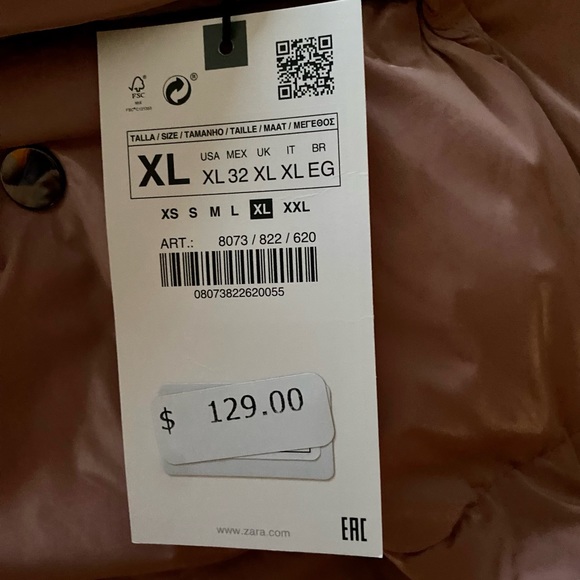 NWT ZARA Soft Pink Hooded Puffer Coat - Picture 9 of 10